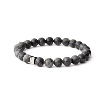 Armband mit 8 mm Larvikit-Stein - Gem Grey Wolf